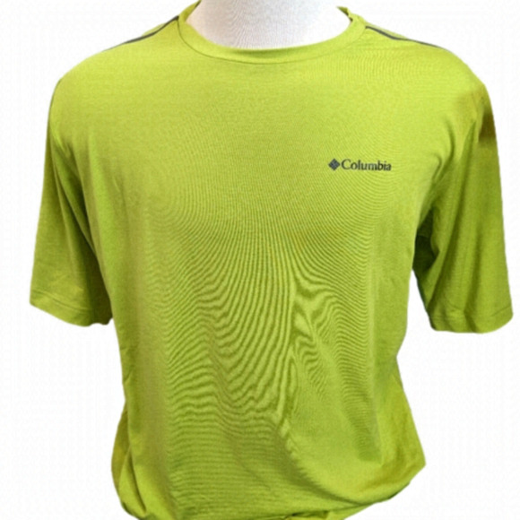Columbia Crew Neck Shirt - Men's Tech Trail Lime Tee, Size Large Tall - Picture 1 of 10